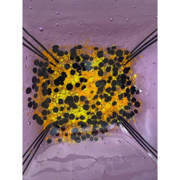 Susan Maxfield Handcrafted Purple & Yellow Fused Glass Decorative Bowl 2003 - Picture 7 of 11